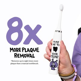 Made by Dentists Kids Electric Toothbrush - Rechargeable Vibrating Toothbrush with Timer Includes 6 Replacement Heads, Gently Cleans Teeth, Girls & Boys, Kids & Toddlers Age 2+ Space-Inspired Alien