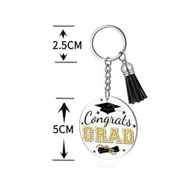 QRH 6PCS Graduation Acrylic Keychain Set Congrats Grad Keychains with Tassels Class of 2024 Graduation Gift for College High School-Black
