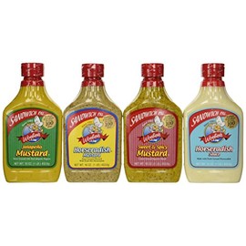 Woeber's Sandwich Pal 4 Flavor Variety Bundle: (1) Woeber's Horseradish Mustard, (1) Woeber's Sweet & Spicy Mustard, (1) Woeber's Jalapeno Mustard & (1) Woeber's Horseradish Sauce, 16 Oz. Ea.