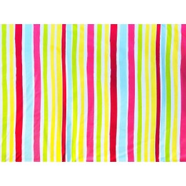 Elrene Home Fashions Colorful Summer Fun Candy Stripes Vinyl Flannel Back Tablecloth (52" x 52" Square)