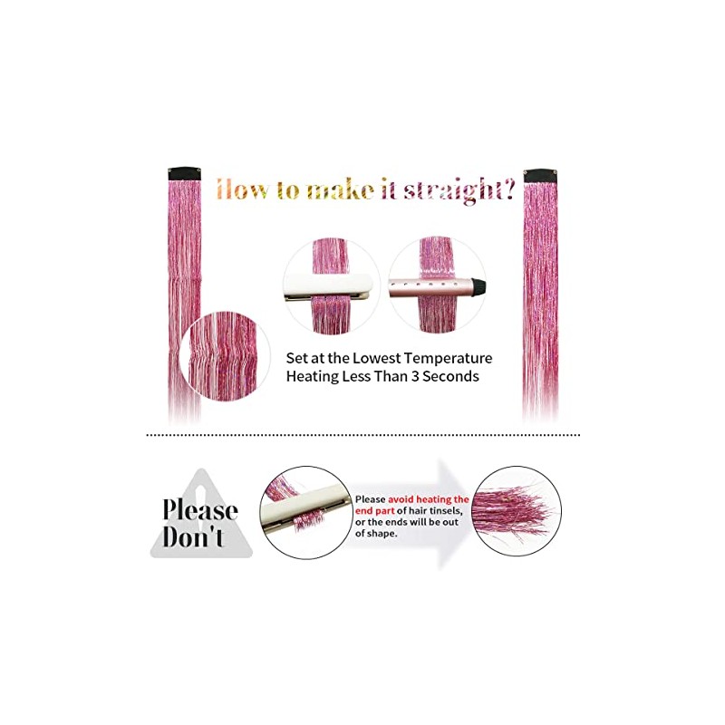 Clip in Hair Tinsel for Kids, Glitter Fairy Hair Extensions