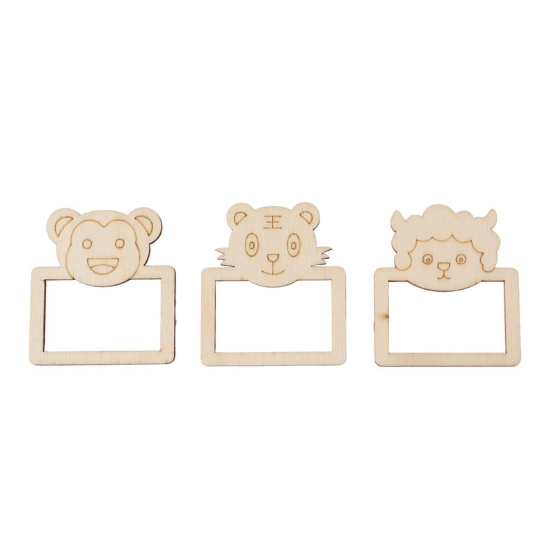 100pcs Wooden Cartoon Animal Photo Frame Decorative Hand Painting Photo