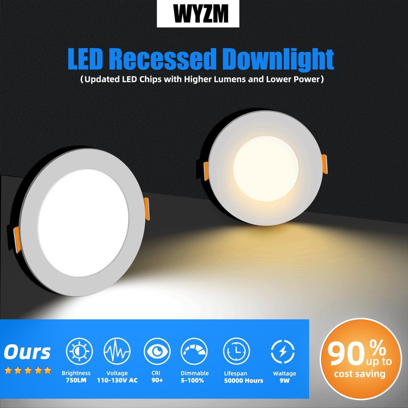 Cmswiftify 12 Pack 6 Inch Recessed Lights, 5CCT Adjustable LED