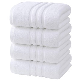 Large 100% Organic Cotton Bath Towels 4 Pack, 30x60 in, White
