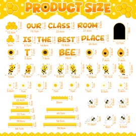 Pasimy 83 Pcs 3D Bee Bulletin Board Set Bee Hive Classroom Decoration with Yellow Black Pompoms Paper Fans Cutout for Back to School First Day Wall Door Home Elementary Preschool Teacher Supplies