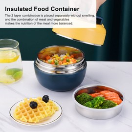 Uadme Insulated Containers,Stainless Steel Thermal Lunch Box 2 Layer, 0.8L Thermal Lunch Box Vacuum Insulated Food Jar,for School Office Work Home Picnic