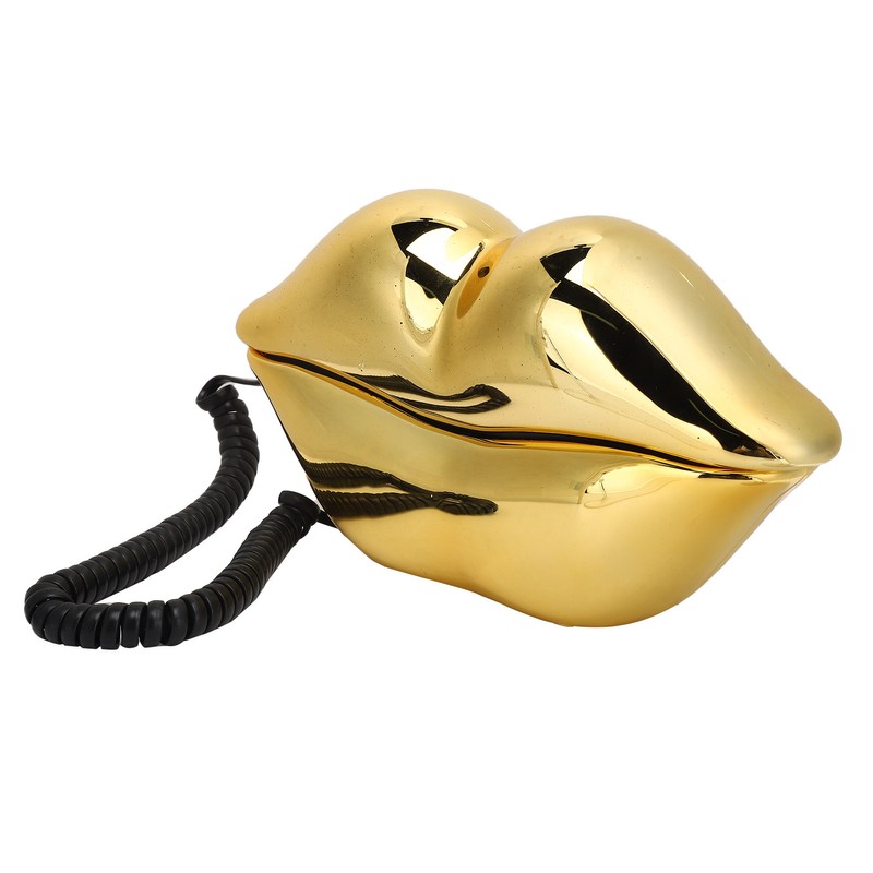 Electroplating Golden Lip Shape Telephone with Telephone Line for Home