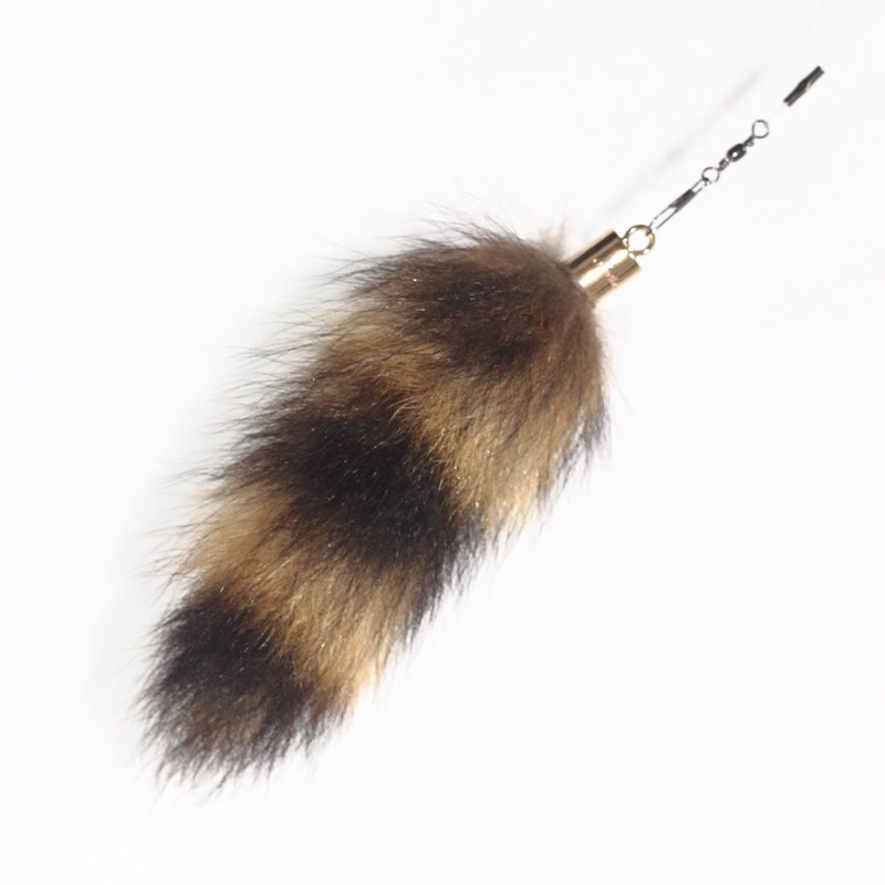 Fosrion Real Raccoon Tail Fur Cat Bites Toy with Three