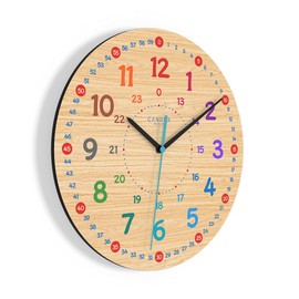 Cander Berlin MNU 7930 A Children's Wall Clock Wood Silent 30.5 cm Silent MDF Learning Clock Learning Dial Boys Girls Nursery without Ticking Noise