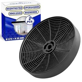 Pack of 2 Activated Carbon Filters Type A for Cooker Hood, Diameter 173 x H 35 mm, FB01UA 49011522 50290906 9029793792 CFC0141601 for Candy Electrolux for Whirlpool MONTERAL