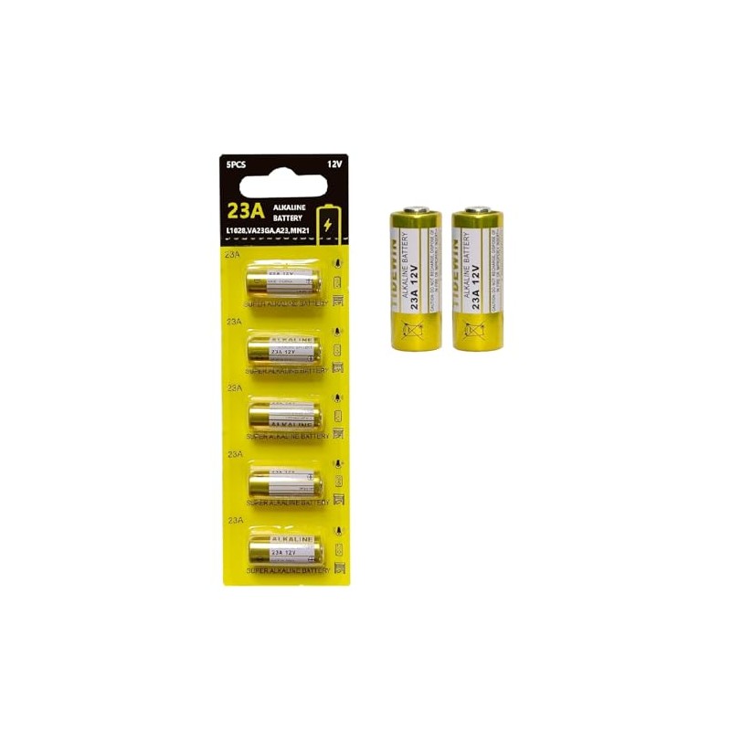 23A 12V Battery, 5 Pack, Long Lasting for Doorbells and