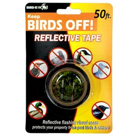 Bird-X Reflective Tape, Flashing Bird Scare Tape, Iridescent Red Tape for Multi-Sensory Attack, Easy to Install, 1" W x 50' L