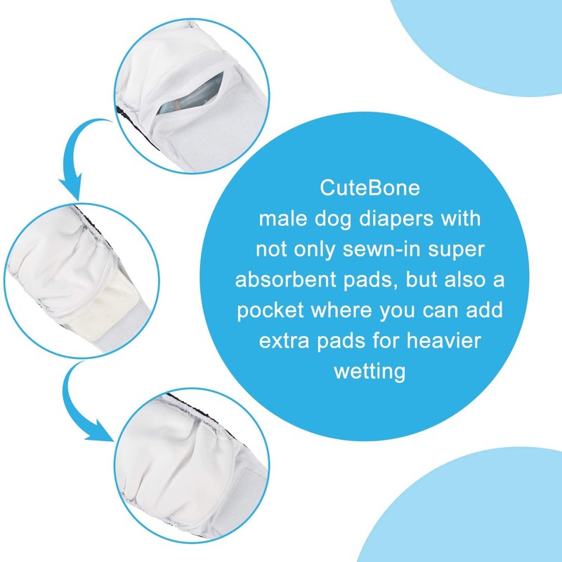 CuteBone Dog Belly Bands for Male Dogs Wraps Washable Doggie