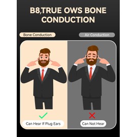 DEMICEA True Wireless Bone Conduction Earphones, OWS Open Ear Headphones with Earhooks, Bluetooth 5.3, Up to 60H Playtime with Case, IP68, AAC/SBC, for Cycling Yoga Workouts