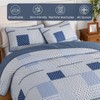WONGS BEDDING 3 Pieces Quilt Set Queen Size, Blue Patchwork