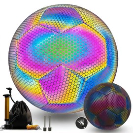 Balón de Fútbol No.5, Fútbol Brillante en la Oscuridad, Fútbol de Entrenamiento Juvenil, con Red y Bomba, Adecuado para Partidos y Entrenamientos, un Regalo para los Amantes del Fútbols