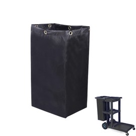 Replacement Janitorial Cart Bag, High Capacity Waterproof Thickened Housekeeping Commercial Janitorial Cleaning Cart Bag with 6 Brass Grommets - 25 Gallon (Black)
