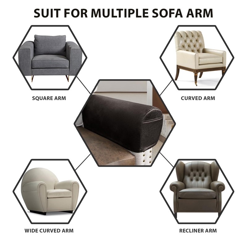 Leather Look Couch Arm Covers Set of 2 Armrest Covers