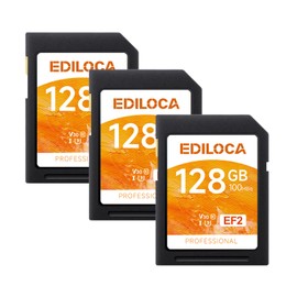 Ediloca SD Card 128GB, 3Pcs, Memory Card, Up to 100MB/s, UHS-I, C10, U3, V30, Full-HD & 4K Video, Camera SD Card, Must-Have for Professional Photographers(EF2)