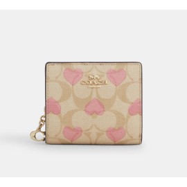 Coach Snap Wallet In Signature Canvas With Heart Print