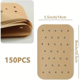 150 PCS Air Fryer Parchment Paper Liners, 5.5 × 8In Rectangle Air Fryer Disposable Parchment Paper Sheets, Perforated Parchment Paper Sheets for Air Fryer