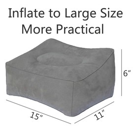 MYFON Inflatable Travel Pillow, Inflatable Travel Foot Rest Pillow, Leg Rest Pillow for Cars, Home, Office, Trains, Airplane, Grey