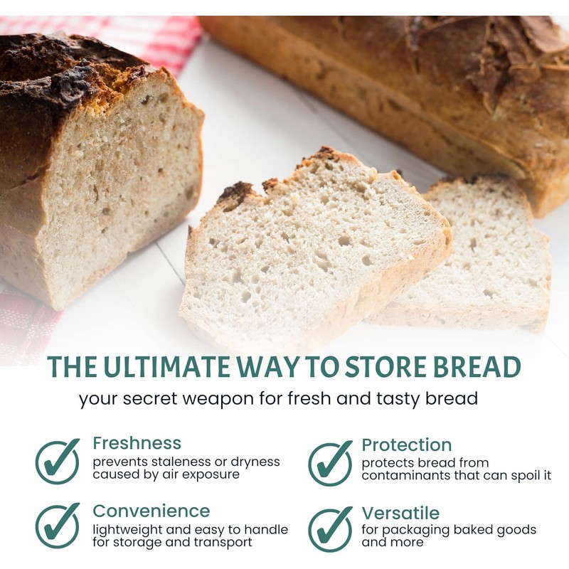 Reusable Plastic Bread Bags for Homemade Bread - 100 Pack