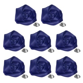 M METERXITY 8-Pack Lapel Pin for Men, 1.97" Handmade Flower Brooch Button Pins for Men Suits, Formal Boutonnieres for Gentleman/Wedding/Groom/Tuxedo/Corsage/Accessories [Navy Blue]