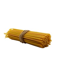 Orthodoxe Kirchenkerzen aus Bienenwachs – 55er-Set | 20cm lang, 5,0 mm Ø | Handgefertigte Ritualkerzen für Gebet, Meditation & Hausaltar – Natürlicher Honigduft, rußfrei, 50 Min. Brenndauer