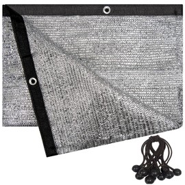 UNIUP 90% Sun Block Aluminum Foil Shade Cloth, with Grommets & Ball Bungees, Multi-Use Privacy & Shade Solution for Patio Garden Pergola Pet & Car - 3FT x 10FT