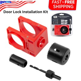 N/A Carbon-Steel Hole Saw Drill Bit Door Knob Lock Installation Kit Tool Accessory