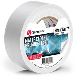 Sanojtape White Matt Gaffer 50 mm x 25 m Professional Duct Tape Powerful Gaffer Tape for the Sound and Lighting Industry