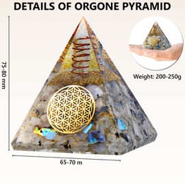 Orgone Pyramid for Success – New Inspirational Rainbow Moonstone Orgonite Pyramid for Anti-stress – Orgonite Orgone Pyramid Crystal for Positive Energy, Calmness, Growth, Wealth – Crystal Pyramid