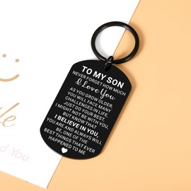 To My Son Gifts from Mom Dad Inspirational Keychain Gifts for Teen Boys Son Birthday Gifts I Love You Gifts for Son in Law Boys Men Adult Son College Gift Ideas Wedding Day Christmas Graduation