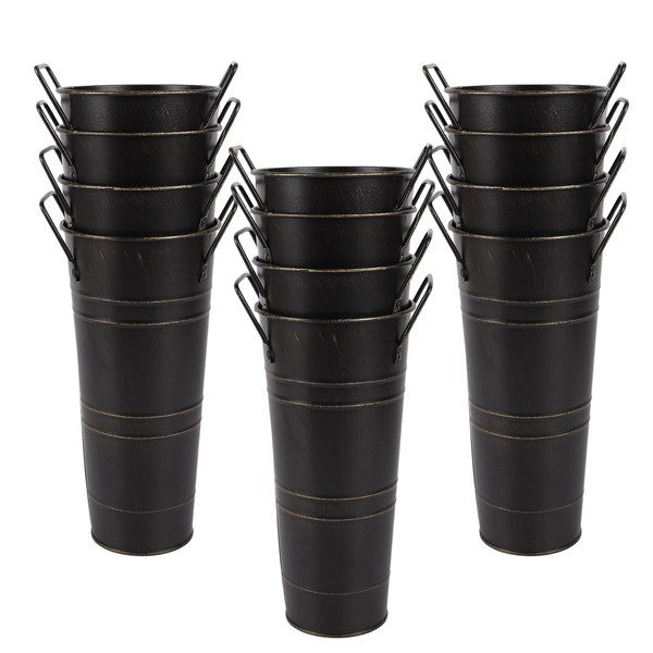Nowdowin 12pcs Small Black Rustic Vase, Small Metal Vases for