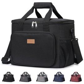 Lifewit Large Lunch Bag, Insulated Lunch Box, Soft Cooler Cooling Tote for Adult Men Women, Black 40-Can (24L)