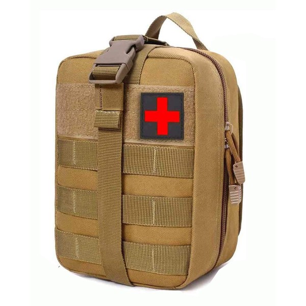 KuTi Kai First Aid Bag, Multipurpose Waist Pack, Tactical MOLLE First Aid Kit, Medical Bag, Emergency Bag, Khaki