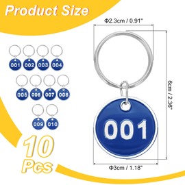 PATIKIL 1-10 Number Tags, 10Pcs Round ID Number Key Tags Aluminum Alloy Marking Identification Label with Metal Rings for Luggage Dormitory Keychain Lockers, Blue