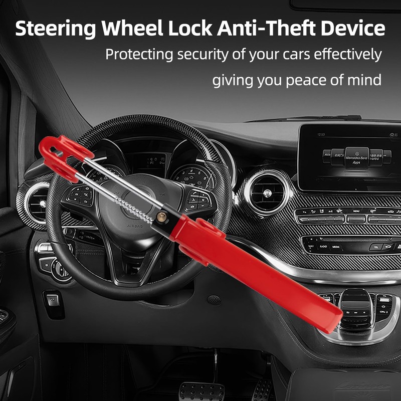 KNFRXO Steering Wheel Lock for car Universal Adjustable Length Anti-Theft