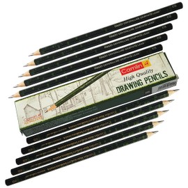 KOKUYO CAMLIN 6B Graded Artist Drawing Pencils Value Pack Finest Crystalline Graphite Lead Sketch Tone Draw Write (10 x 6B Grade Pencils + 2 x PATEL Black Ball Pens)