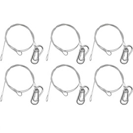CHENJIN 6PCS Stage Lighting Safety Cable Clamp with Steel Spring Carabiner 5/64x20in Fall Protection Lanyard Clamp for Hanging Flower Pots Tents Sun Shades