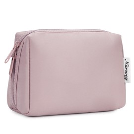 Narwey Small Makeup Bag for Purse Mini Cosmetic Bag Travel Makeup Pouch Zipper Pouch Cute Make up Bags with Compartments for Women Girls (Dusty Rose, Small)