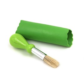 All-in-one Premium Ceramic Garlic Grater Plate 4-Piece Set - White Olive Design, Classic Style - For Garlic, Ginger, Chocolate, and more! - Comes with 5.25" Plate, Peeler, Brush, and Stand