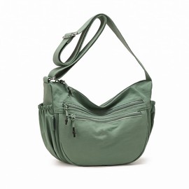 Trendy Crescent Bag Nylon Crossbody Bags for Women Lightweight Sling Hobo Luna Bag Multi-Pocket Shoulder Crossbody Purses (A-Green M)