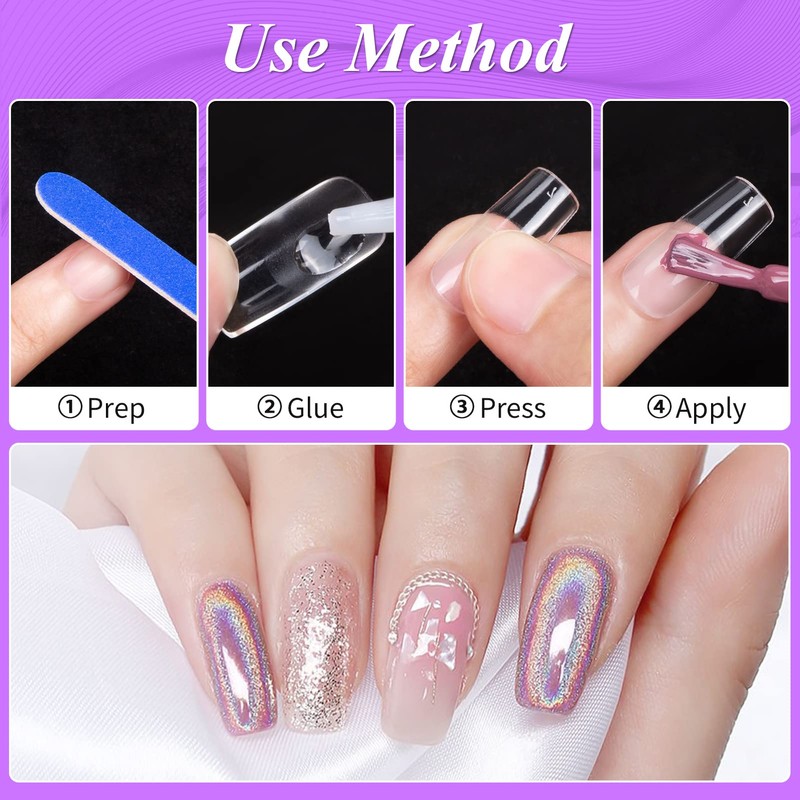 Becellen Pack of 500 Artificial Nail Tips, Soft Gel Nail