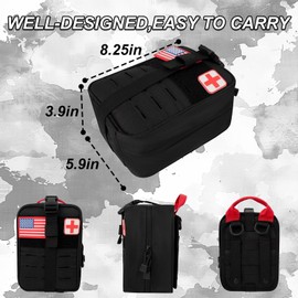 KOZEVARNY Tactical Molle Medical Pouch First Aid Pouch Large Capacity IFAK Pouch HSA FSA Eligible Survival Kit for Camping or Your Car Universal U.S.A Patch Included