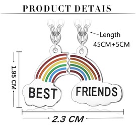 KALVICA 2/3 Pieces Friendship Necklace with Broken Heart for 2/3 People Necklace Best Friends Forever BFF Necklace Puzzle Split Engraving Friendship Necklace Best Friends Gifts, Stainless Steel