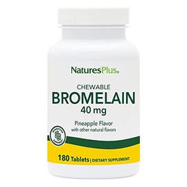 Natures Plus Bromelain 40 mg (600 GDU) - 180 Chewable Tablets - Proteolytic Enzyme Supplement, Sinus Support Supplement, Anti Inflammatory - Vegetarian, Gluten Free - 180 Servings