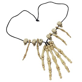 Bone Necklace Skeleton Skull Jewelry Voodoo Caveman Cavewoman Accessories Witch Charm Costume for Kids and Men