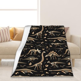 Dinosaur Fossil Skeleton Throw Blanket Soft Warm Cozy Lightweight Flannel Blanket for Bedding Sofa Travel 50"X60"